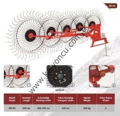 5'li Flanşlı Ot Toplama Tırmığı GR-05