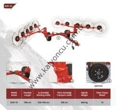 10'lu Pistonlu Arabalı Ot Toplama Tırmığı GCR-10