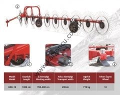 10'lu Tek Sıra Çekilir Ot Toplama Tırmığı GSR-10