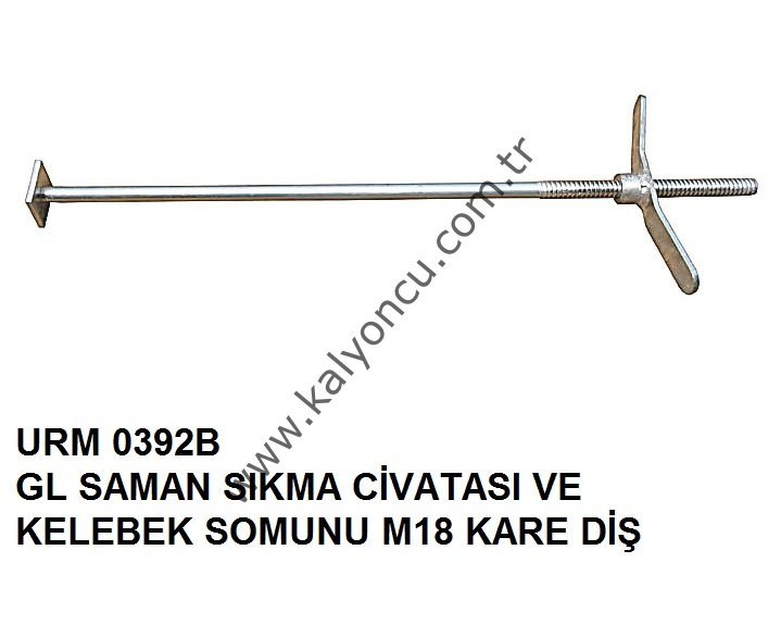 L Saman Sıkma Civatası Ve Kelebek Somunu M18 Kare Diş Ür.No:0392B