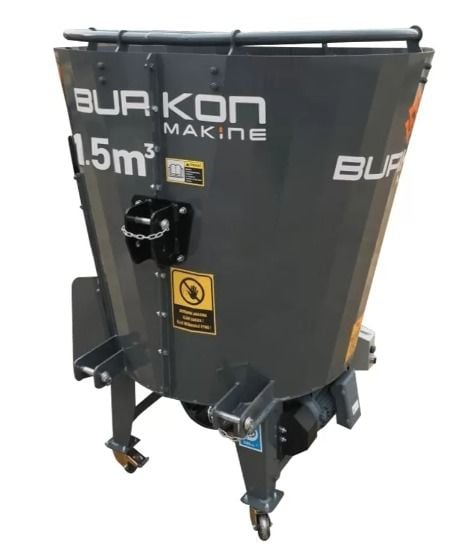 1,5 m³ ELEKTRİKLİ+ŞAFTLI YEM KARMA MAKİNASI DİKEY *BURKON*