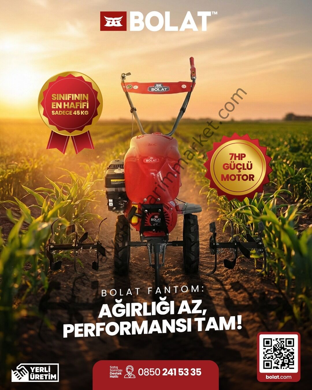 ÇAPA MAKİNESİ 7 hp BENZİNLİ FANTOM (Tekerlekli) *BOLAT*